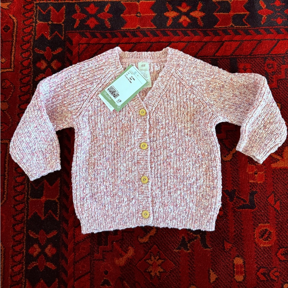 New H&M baby girl organic cotton knit Cardigan size 12-18 months